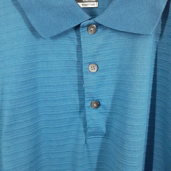 Nike Tiger Woods Collection Polo Shirt Mens L BlueDri Fit Golf Short Sleeve - Picture 2 of 7